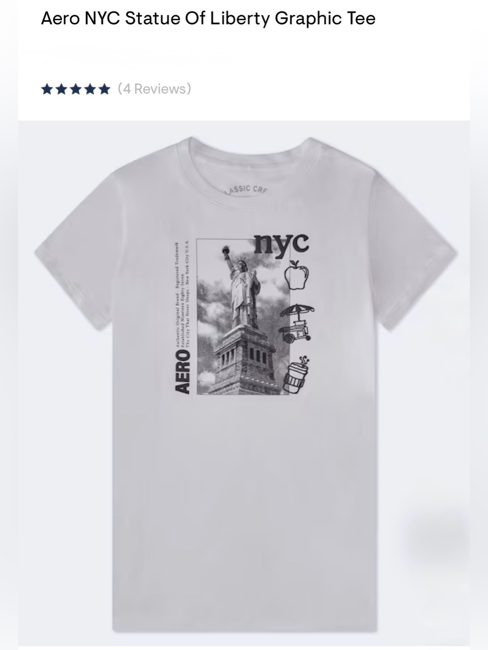 AERO NYC Statue of Liberty Graphic White Tee